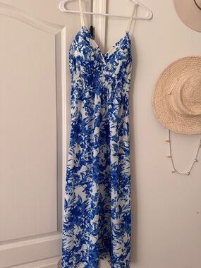 Blue and White Floral Maxi Dress
